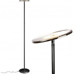 Brightech Sky LED Floor lamp, Torchiere Super Bright Floor Lamp for Living Rooms & Offices - Dimmable, Tall Standing Lamp for Bedroom Reading - Black